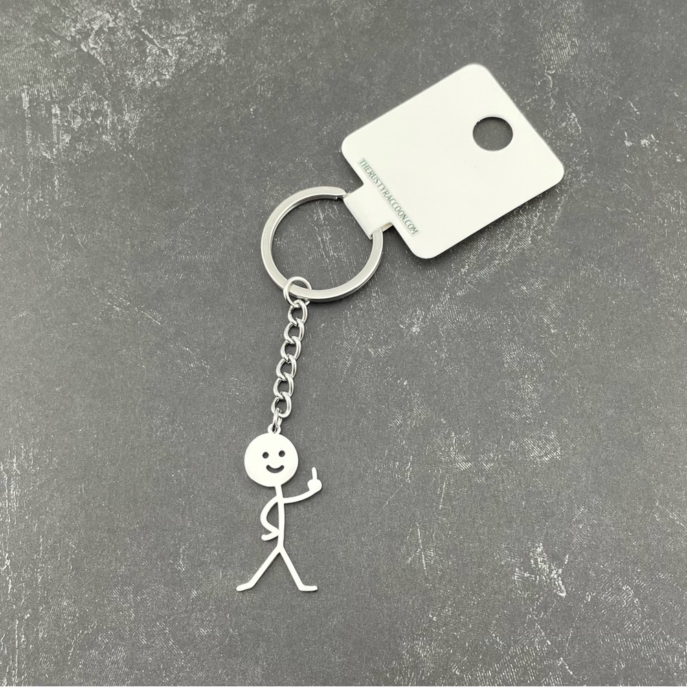 Middle Finger Funny Metal Stickman Keychain Flipping The Bird Backpack Charm